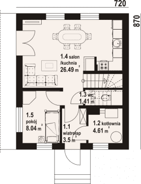 Rzut projektu gładyszowo bb 70 - Parter