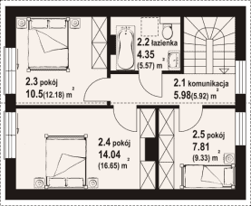Rzut projektu trzebowice bb 70 - Poddasze