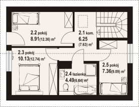 Rzut projektu bobrów aa 70 - Poddasze