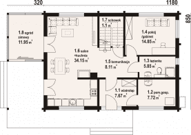 Rzut projektu drozdowo 3 dw - Parter