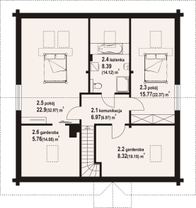 Rzut projektu grodowo dw - Poddasze