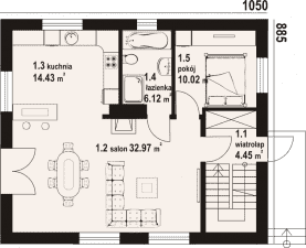 Rzut projektu izabelów - Parter