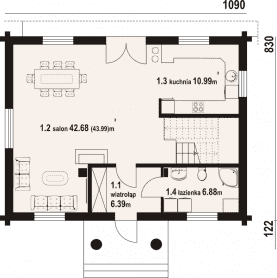 Rzut projektu roztoka 12 dw - Parter