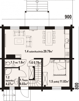 Rzut projektu łącko dw 9 - Parter