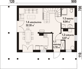 Rzut projektu świdnica mała dws 7 - Parter