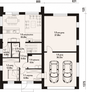 Rzut projektu ładowo 3 mg - Parter