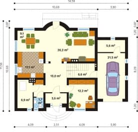 Rzut projektu Skowronek 2 (CE) - parter