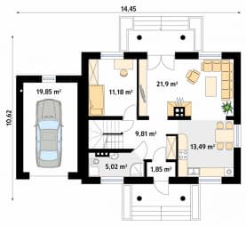 Rzut projektu Azalia 4 (CE) - parter