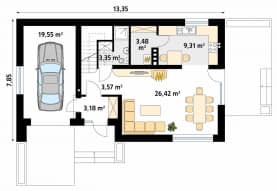 Rzut projektu Alicja 2 (CE) - parter