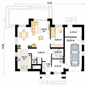Rzut projektu Drozd (CE) - parter