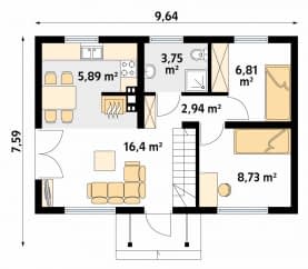 Rzut projektu Motylek (KO) - parter