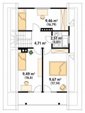 Rzut projektu Takt 2 (Y) - poddasze