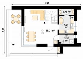 Rzut projektu Teja (PH) - parter