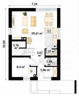 Rzut projektu Zeo 2 (KO) - parter