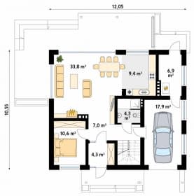 Rzut projektu Jabłoń 2 (CE) - parter