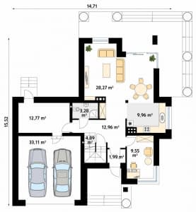 Rzut projektu Cyprys 6 (KO) - parter