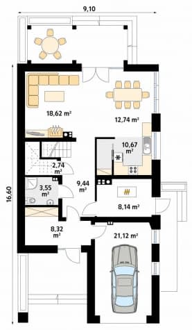 Rzut projektu Amarylis 6 (CE) - parter