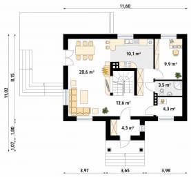 Rzut projektu Sójka 2 (CE) - parter