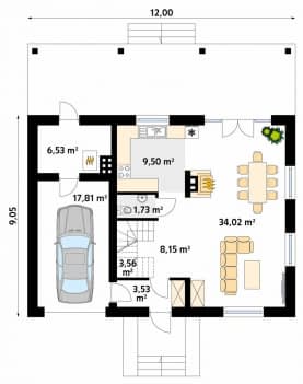 Rzut projektu Arnika (CE) - parter