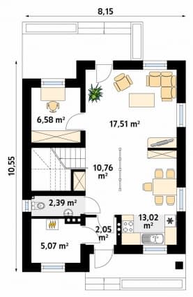 Rzut projektu Oliwka (CE) - parter