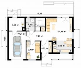 Rzut projektu Wiśnia dr-ST (DR-ST) - parter