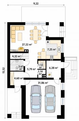 Rzut projektu Amarylis (CE) - parter