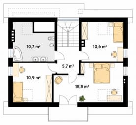 Rzut projektu Ptyś (KO) - poddasze