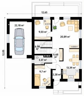 Rzut projektu Bluszcz 4 (CE) - parter