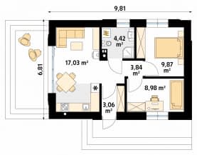 Rzut projektu Natan (PH) - parter