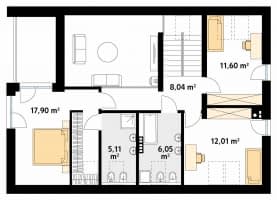 Rzut projektu Słoneczny 2 (CE) - poddasze