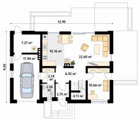 Rzut projektu Calineczka 2 (CE) - parter