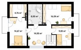Rzut projektu Calineczka 2 (CE) - poddasze