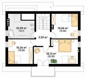 Rzut projektu Dudek 2 (KO) - poddasze