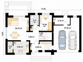 Rzut projektu Wolta (CE) - parter
