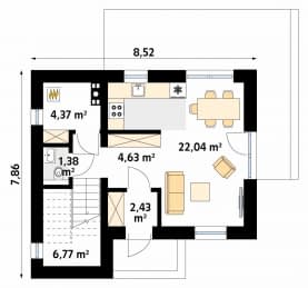 Rzut projektu Trawertyn (KO) - parter