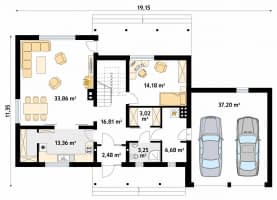 Rzut projektu Combo 2 (PH) - parter