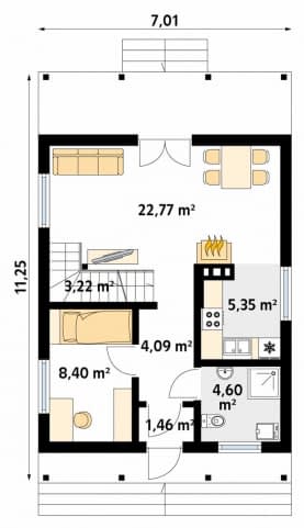 Rzut projektu Mikrus 2 dr-T (DR-T) - parter