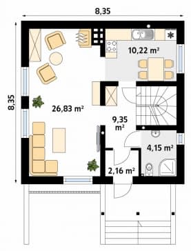 Rzut projektu Majka 2 (CE) - parter
