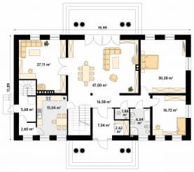 Rzut projektu Tercja 7 (CE) - parter