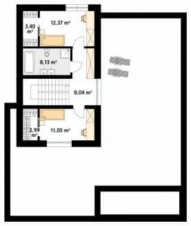 Rzut projektu Justa 3 (SL) - poddasze