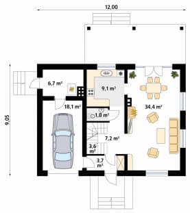 Rzut projektu Arnika 2 (CE) - parter