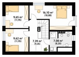 Rzut projektu Malinowy (KO) - poddasze