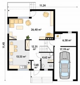 Rzut projektu Stokrotka 2 dr-S (DR-S) - parter