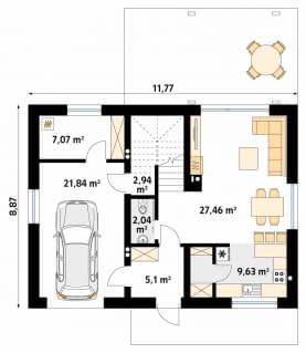 Rzut projektu Drops (PH) - parter