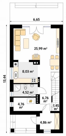 Rzut projektu Koliber 5 (CE) - parter