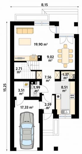 Rzut projektu Limba W2 (CE) - parter