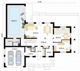 Rzut projektu Bursztyn 2 (PH) - parter