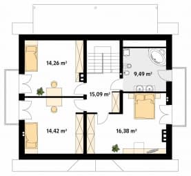 Rzut projektu Lawenda (CE) - poddasze