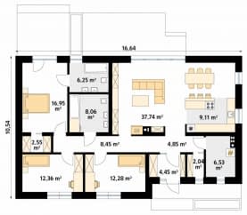 Rzut projektu Jemioła 10 (KO) - parter