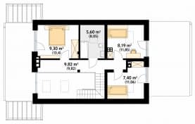 Rzut projektu Weranda 3 (CE) - poddasze